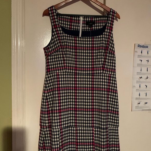 J Crew Size 12 Scoopneck Flare Dress in Herringbone Twill Item AR721 - Picture 2 of 6
